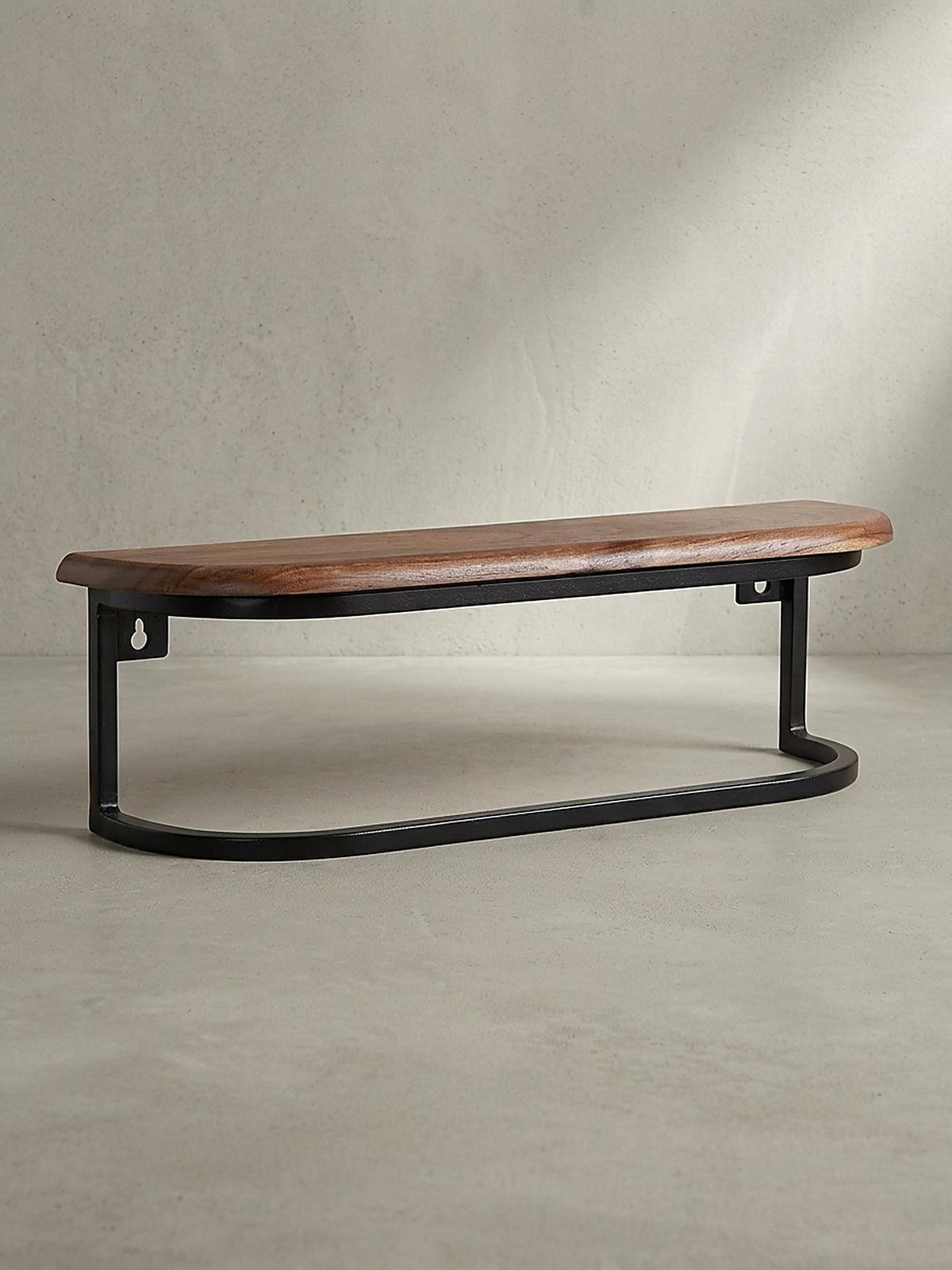 WANDREGAL Massivholz Metall Industrial Stil 50x15x13 cm - Schwarz/Braun, Holz/Metall (50/15/13cm) - KADIMA DESIGN