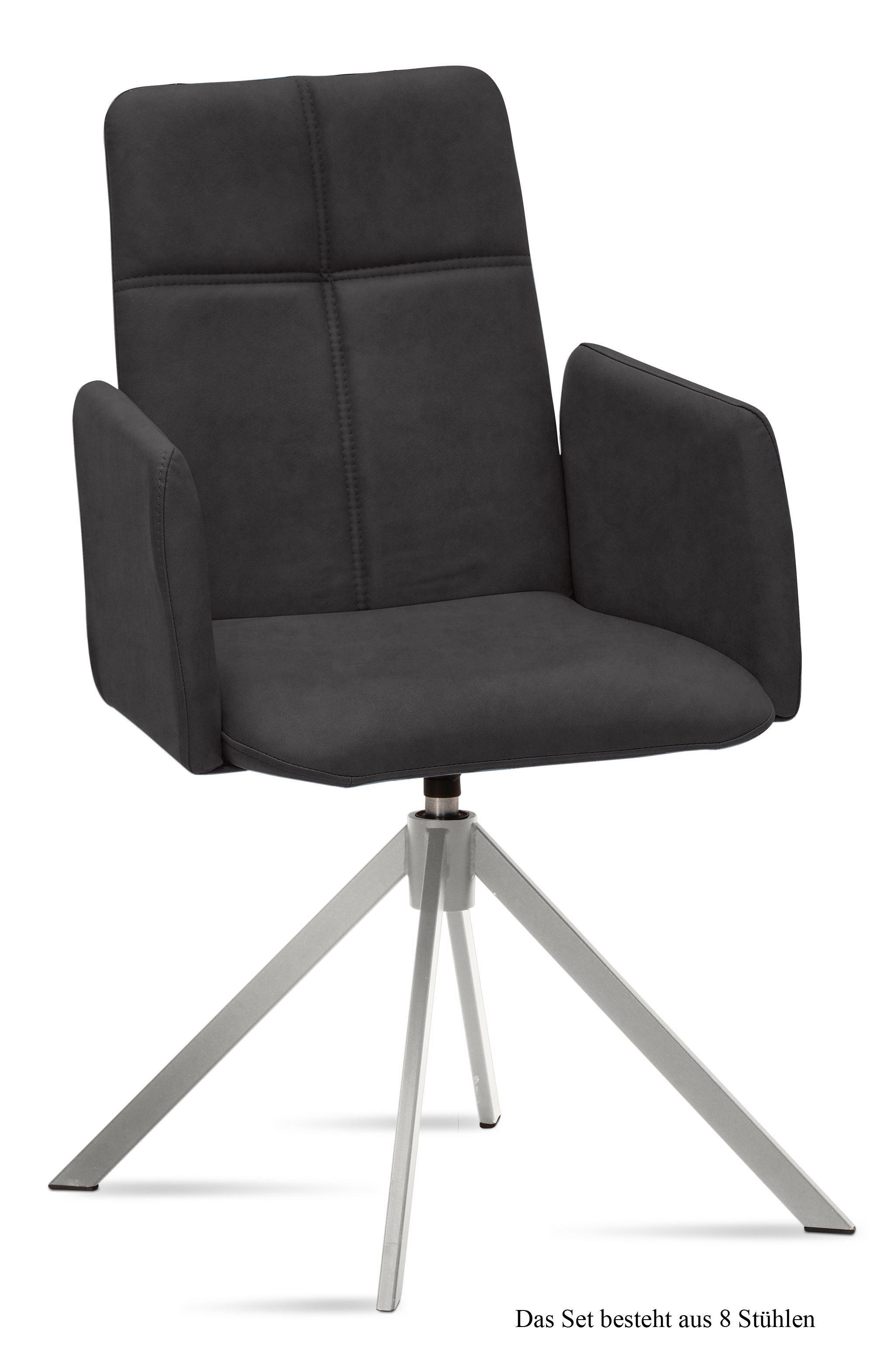 ARMLEHNSTUHL drehbar (8er-Set) Drinka 52x92x60 Edelstahl/Anthrazit - Edelstahlfarben/Anthrazit, Kunststoff (60/92/52cm) - 58aufmkessel