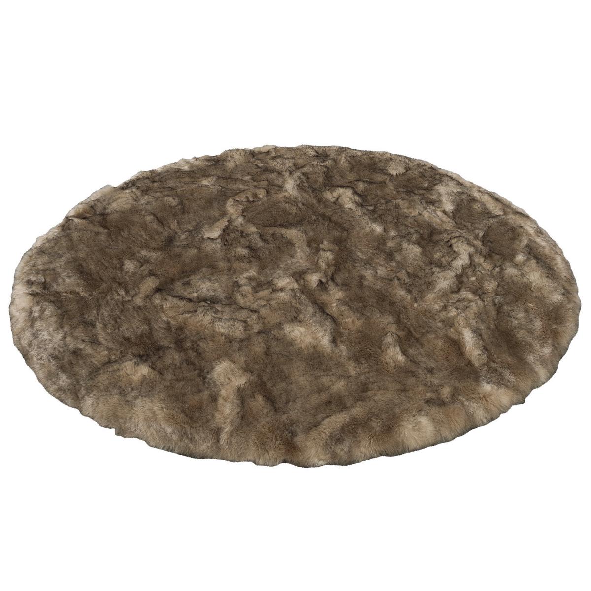 LUXUS SUPER SOFT FELLTEPPICH ASPEN RUND MELIERT - Braun, Textil (80/80cm) - Pergamon