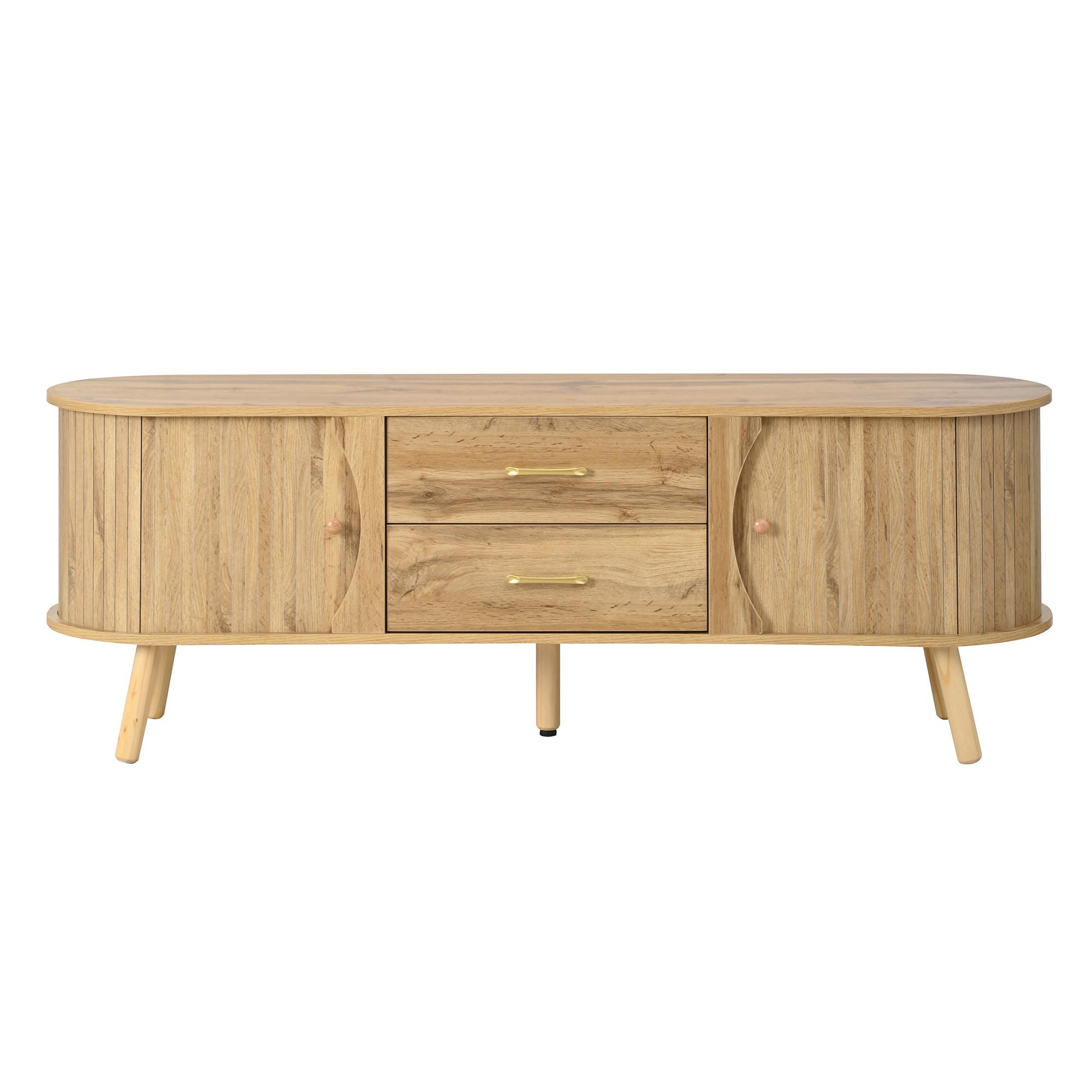 TV-LOWBOARD holzoptik & erbsenform - Naturfarben, Holzwerkstoff (160/55/36.5cm) - Urban Meuble