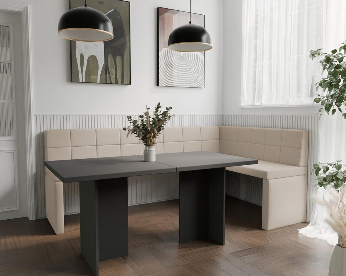ECKBANK rechts MELVIN Kunstleder, 128/168 cm Beige - Beige, Holz/Kunststoff (128/168cm) - Idohome