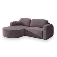ECKSOFA AMILIA M L-S Lila Velours-Stoff mit Schlaffunktion - Lila, Holz (263/174cm) - MASSENO