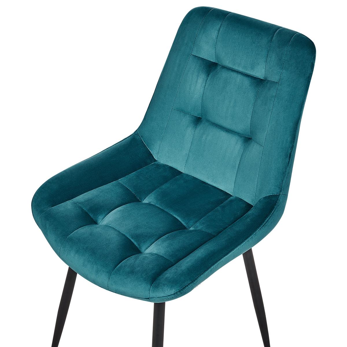 ESSZIMMERSTUHL 2er-Set Samtstoff Blau Melrose - Blau, Textil/Metall (51/82/59cm) - Beliani