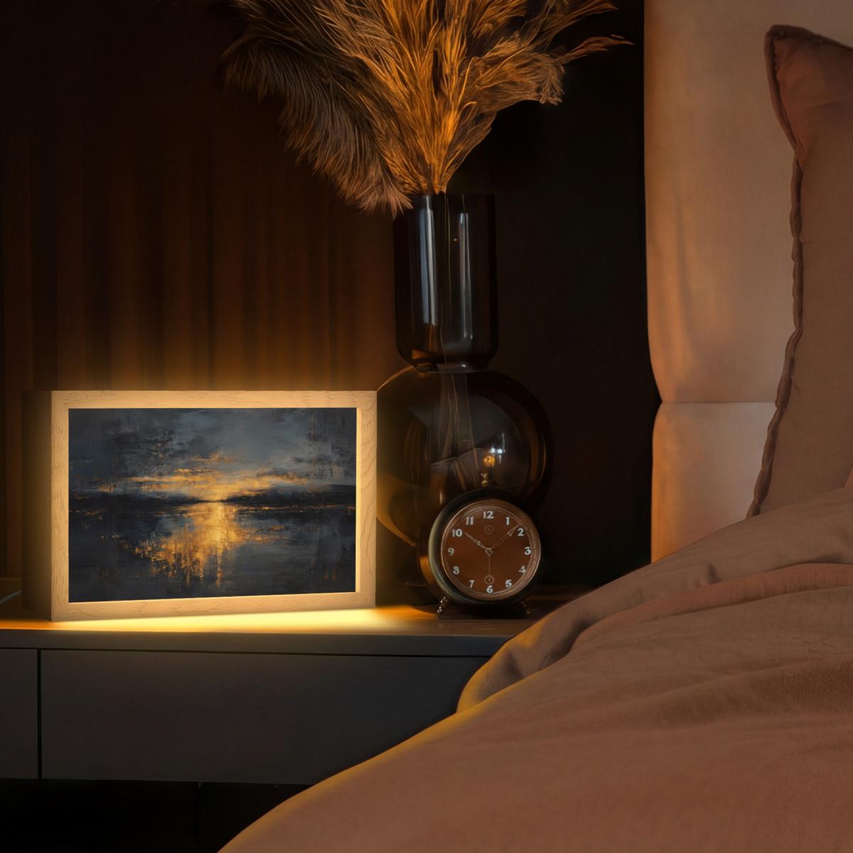 TISCHLEUCHTE Goldene Reflexion auf dem Wasser 30x20 cm - Beere, Holzwerkstoff (8/30/20cm) - OnlyWow