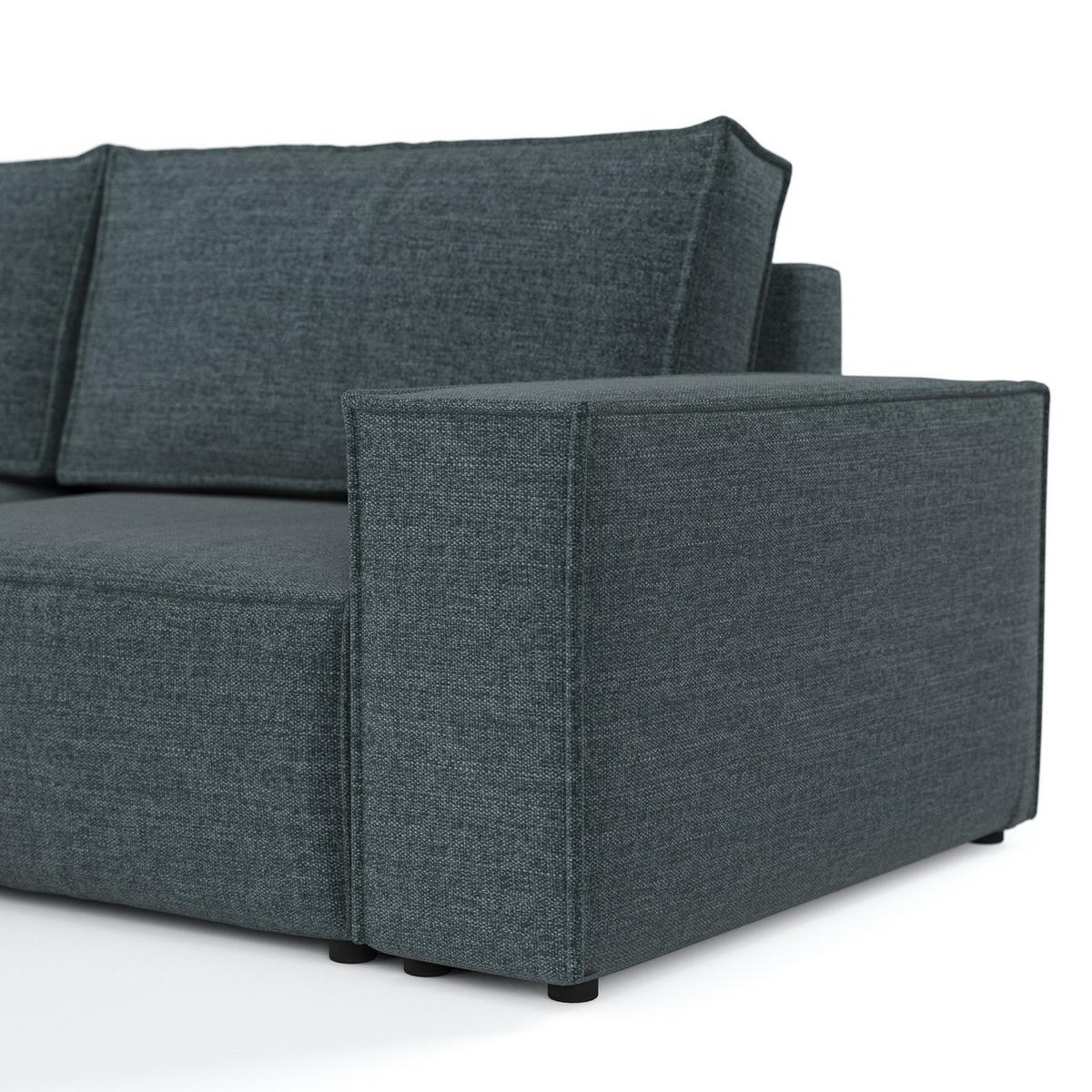 ECKSOFA CAVO mit Schlaffunktion Blaugrau im City Stoff - Blaugrau/Schwarz, Holz/Holzwerkstoff (255/148cm) - AltaBeds