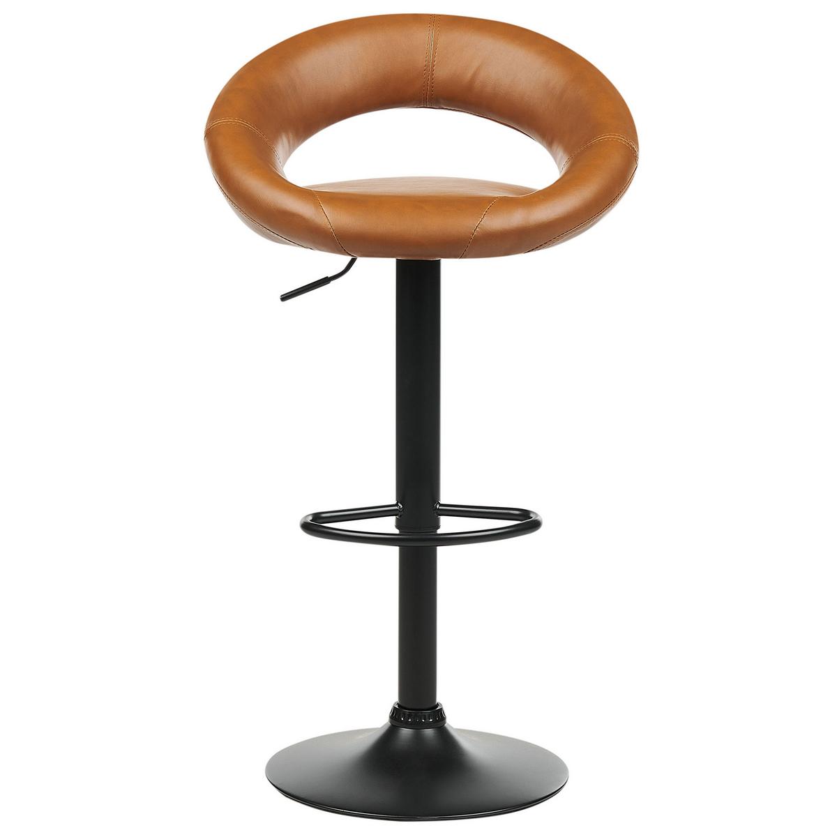 BARHOCKER 2er-Set Kunstleder goldbraun/schwarz höhenverstellbar Peoria - Schwarz/Braun, Kunststoff (53/79/48cm) - Beliani