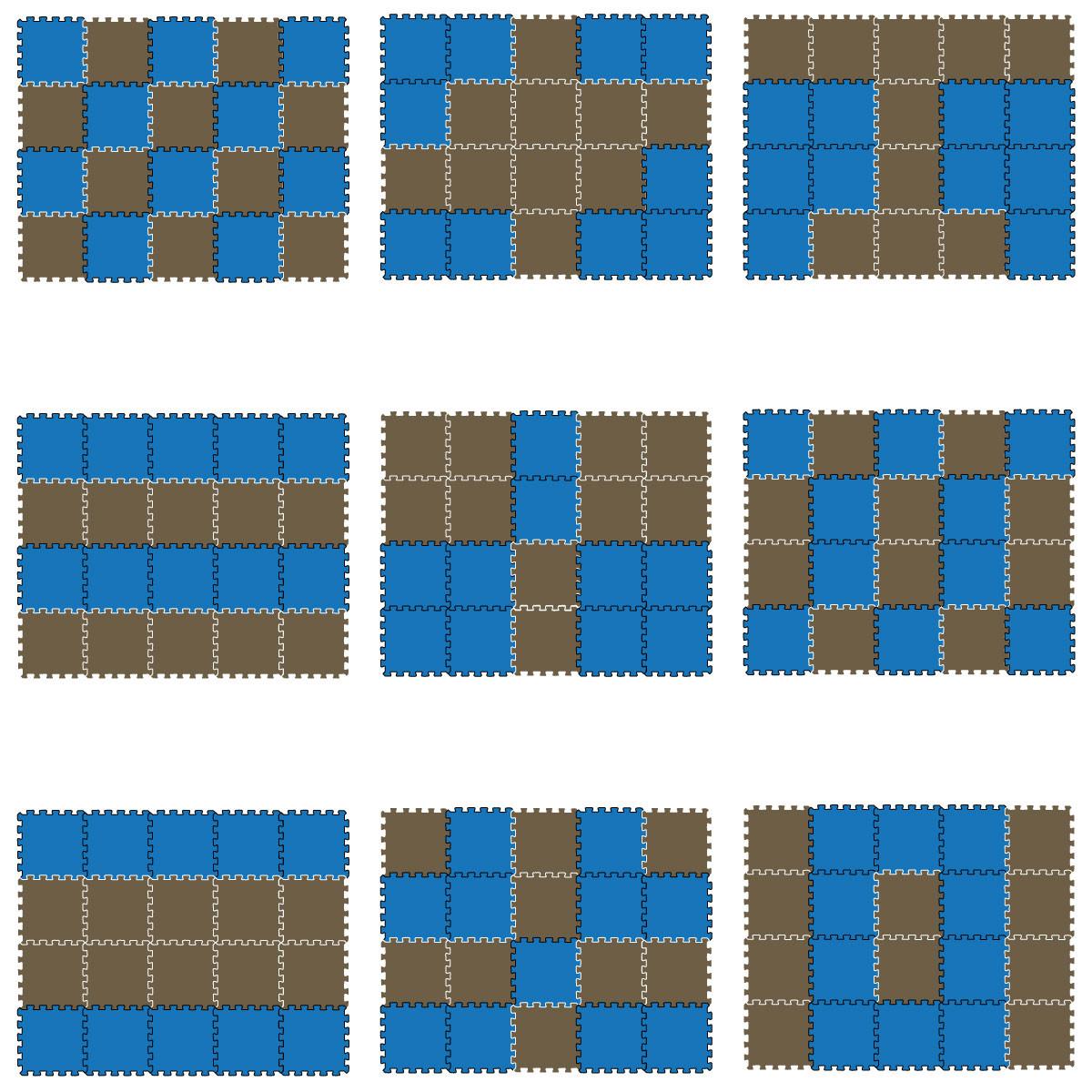 SPIELMATTE ab Null - 180/90/1 cm Puzzlematte Blau - Blau/Braun, Kunststoff (30/30cm) - Littletom