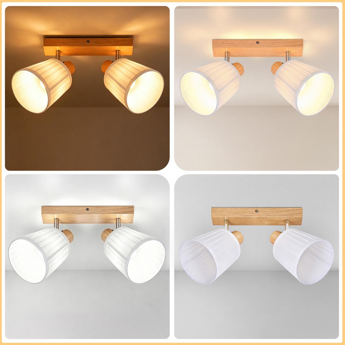 DECKENSTRAHLER Drevith 25/13/19 cm - Weiß/Braun, Holz/Textil (25/13/19cm) - ZMH