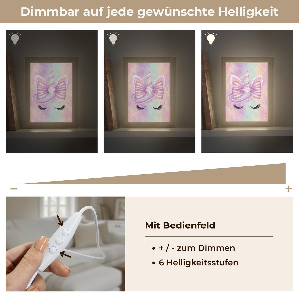 WANDLEUCHTE Einhorn - Glitzer - Regenbogen - Pastell 15x20 cm - Hellrosa, Holzwerkstoff (15/20/8cm) - OnlyWow