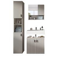 BADMÖBEL-SET Kaschmir 3-teilig 105 cm, Komplettset in modernem Design - Kaschmir/Schwarz, Glas/Holzwerkstoff (105/192/30cm) - Inn.Furn