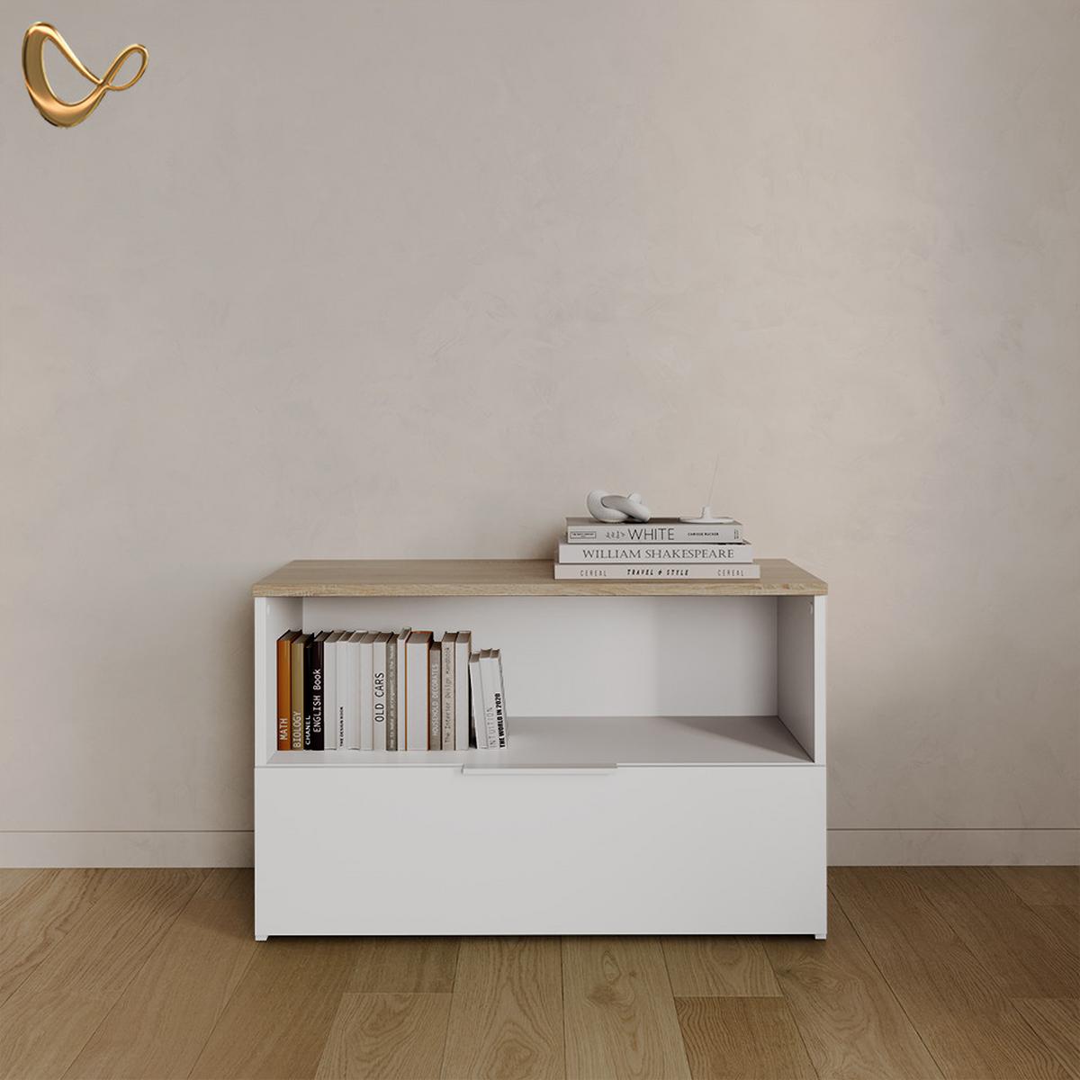 KOMMODE Piave Weiß/Sonoma mit 1 geschlossenem Fach - Weiß/Sonoma Eiche, Holzwerkstoff (80/50/40cm) - Livinity®