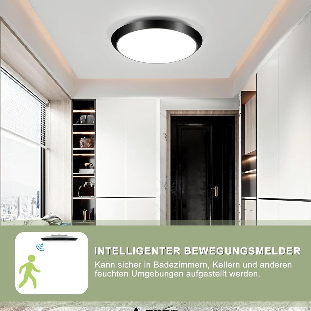 LED-DECKENLEUCHTE Frisbee 30 cm - Schwarz, Kunststoff (30/30/4cm) - Nettlife