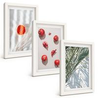 BILDER SET 3er Set - 20x30 cm Weißer Rahmen - Feiertagspalmenfrüchte - Weiß, Kunststoff (20/30cm) - TULUP