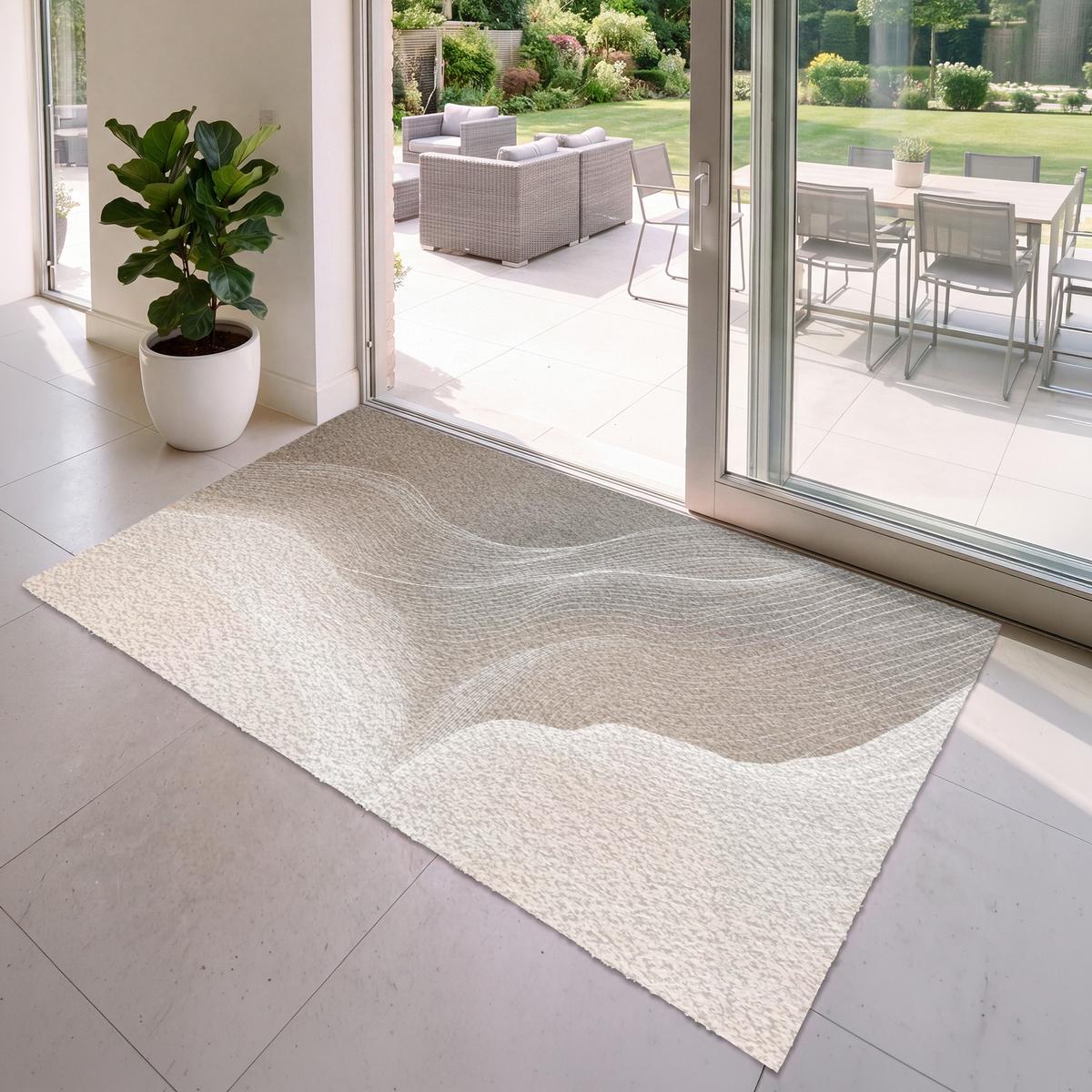 FUSSMATTE Wellenlinien - Luftströme - Harmonisch Schmutzfänger 180x120 cm - Beige, Kunststoff (180/0.4cm) - MuchoWow