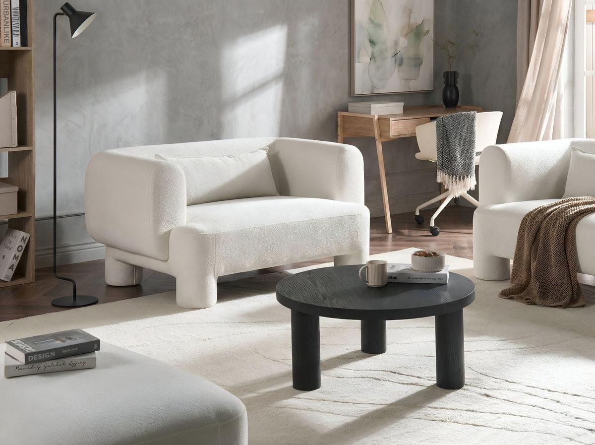 2-SITZER-SOFA Stoff Weiß Hogbo - Weiß, Textil (145/73/93cm) - Beliani