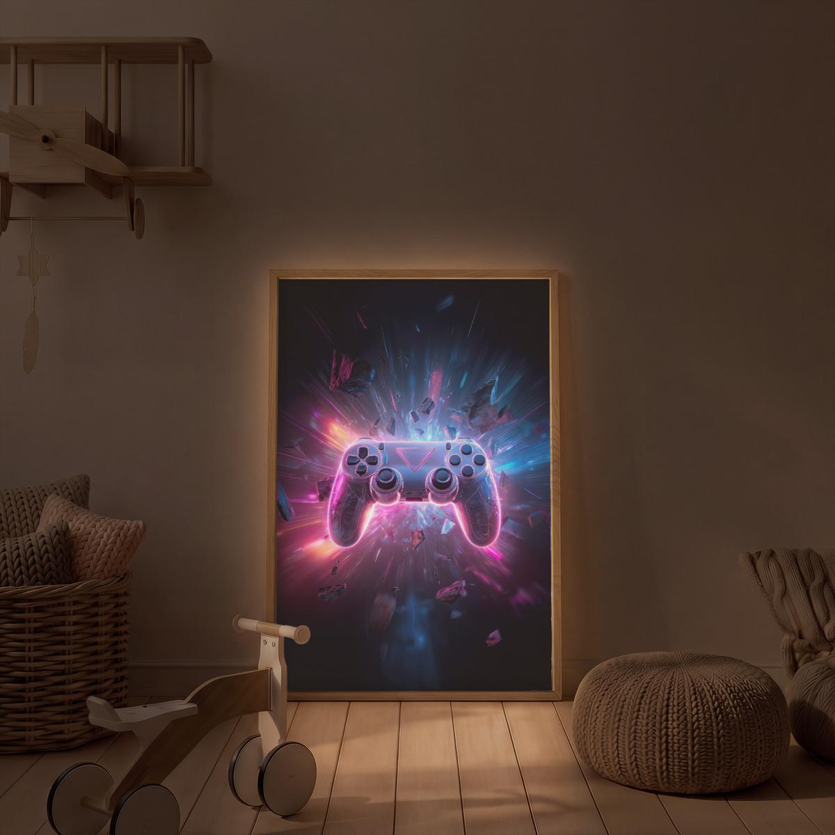 NACHTTISCHLAMPE MIT AKKU Controller - Neon - Explosion - Abstrakt 70x100 cm - Violett, Holzwerkstoff (8/70/100cm) - OnlyWow