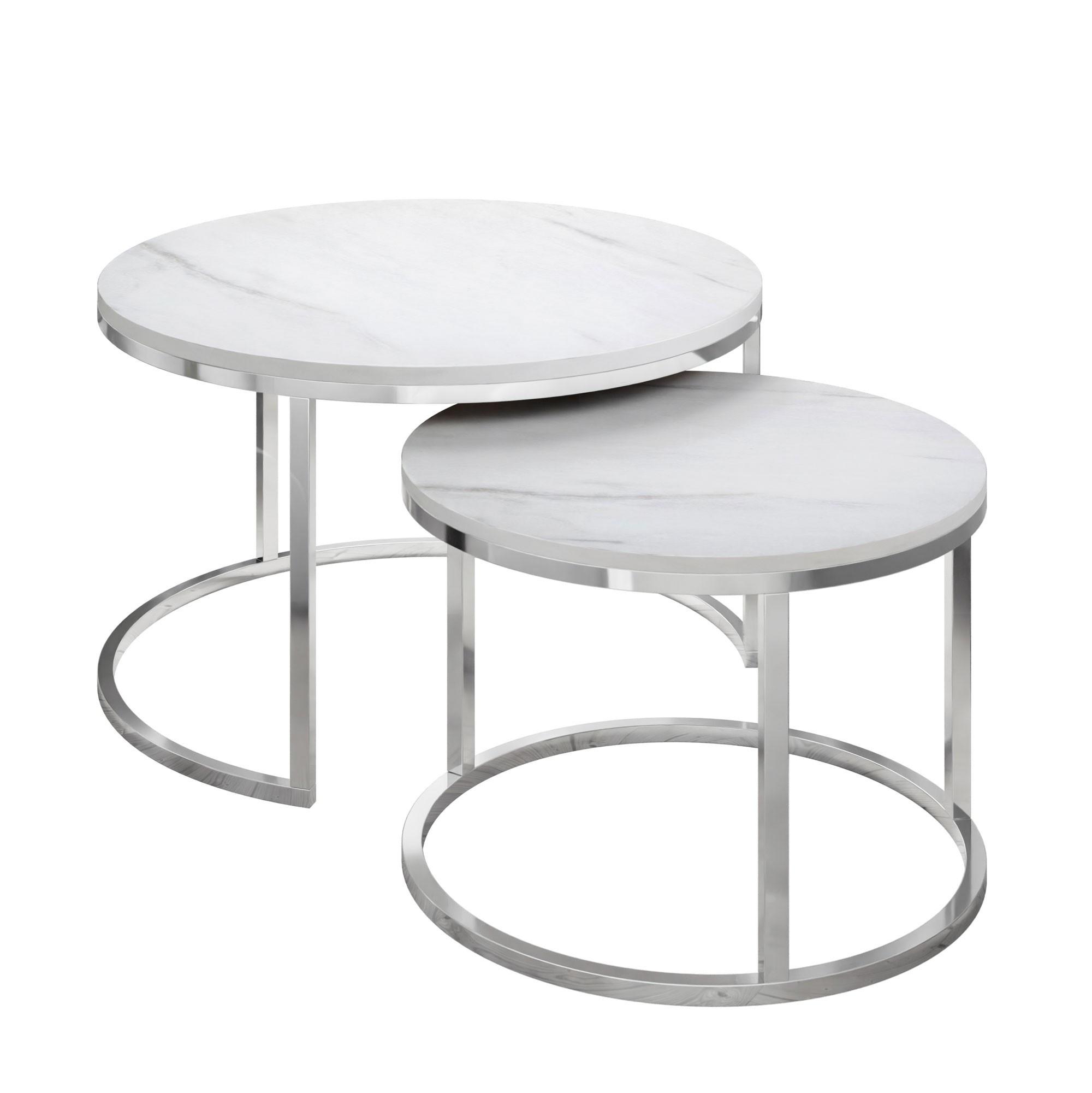 COUCHTISCH 2-in-1 CIRI CHROME LEVANTO - Silberfarben, Holzwerkstoff (70/70/48cm) - Lookway