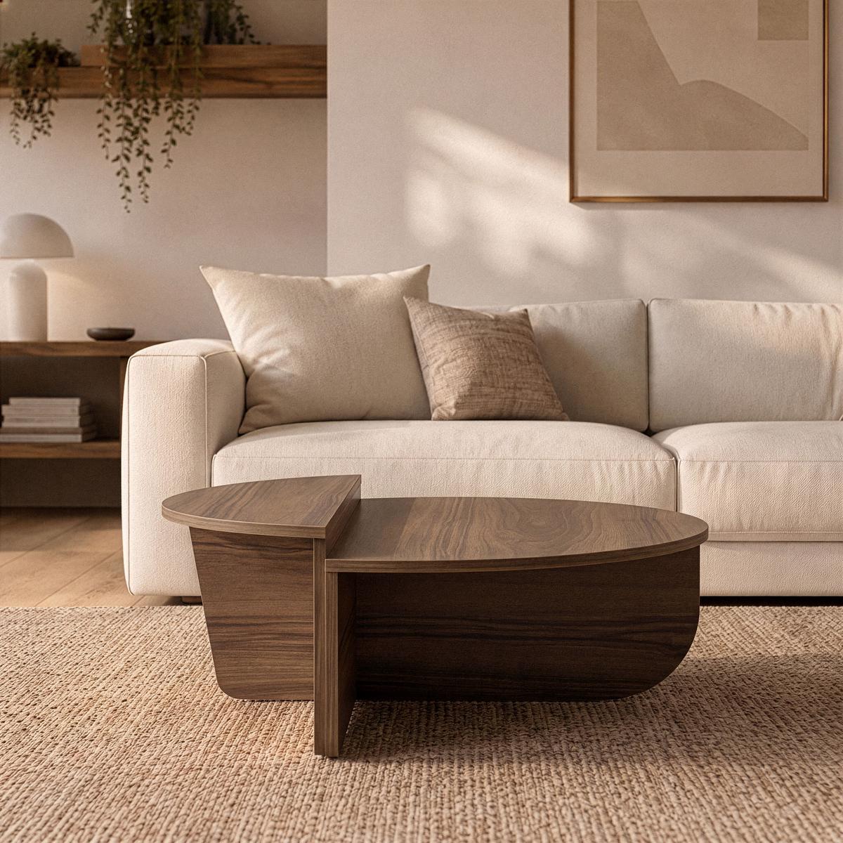 COUCHTISCH (2er-Set) orion 90/90/35 cm - Nussbaumfarben, Holzwerkstoff (90/90/35cm) - Calicosy