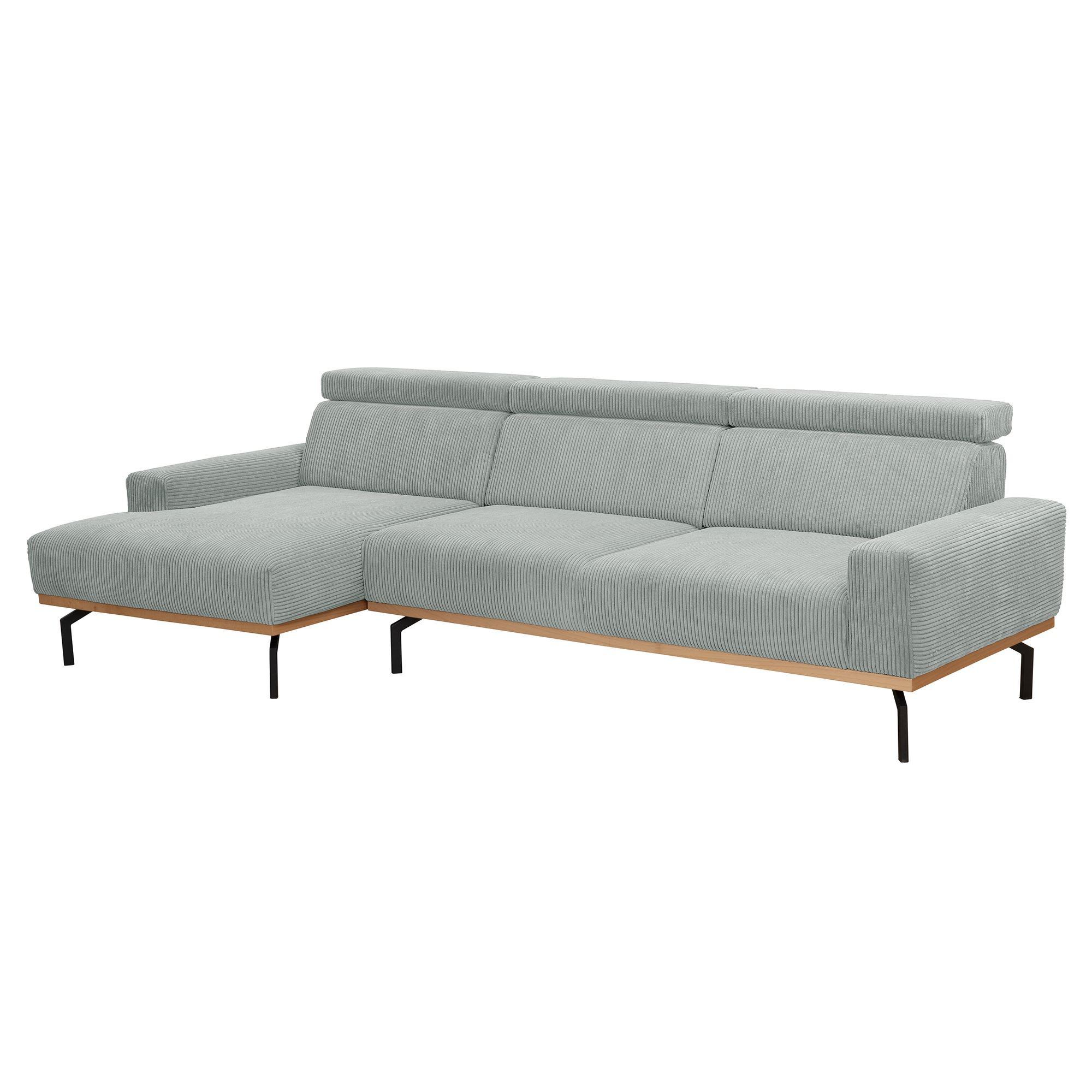 ECKSOFA mit Longchair links Katrien Cordstoff silber - Silberfarben, Kunststoff (135/280cm) - 58aufmkessel