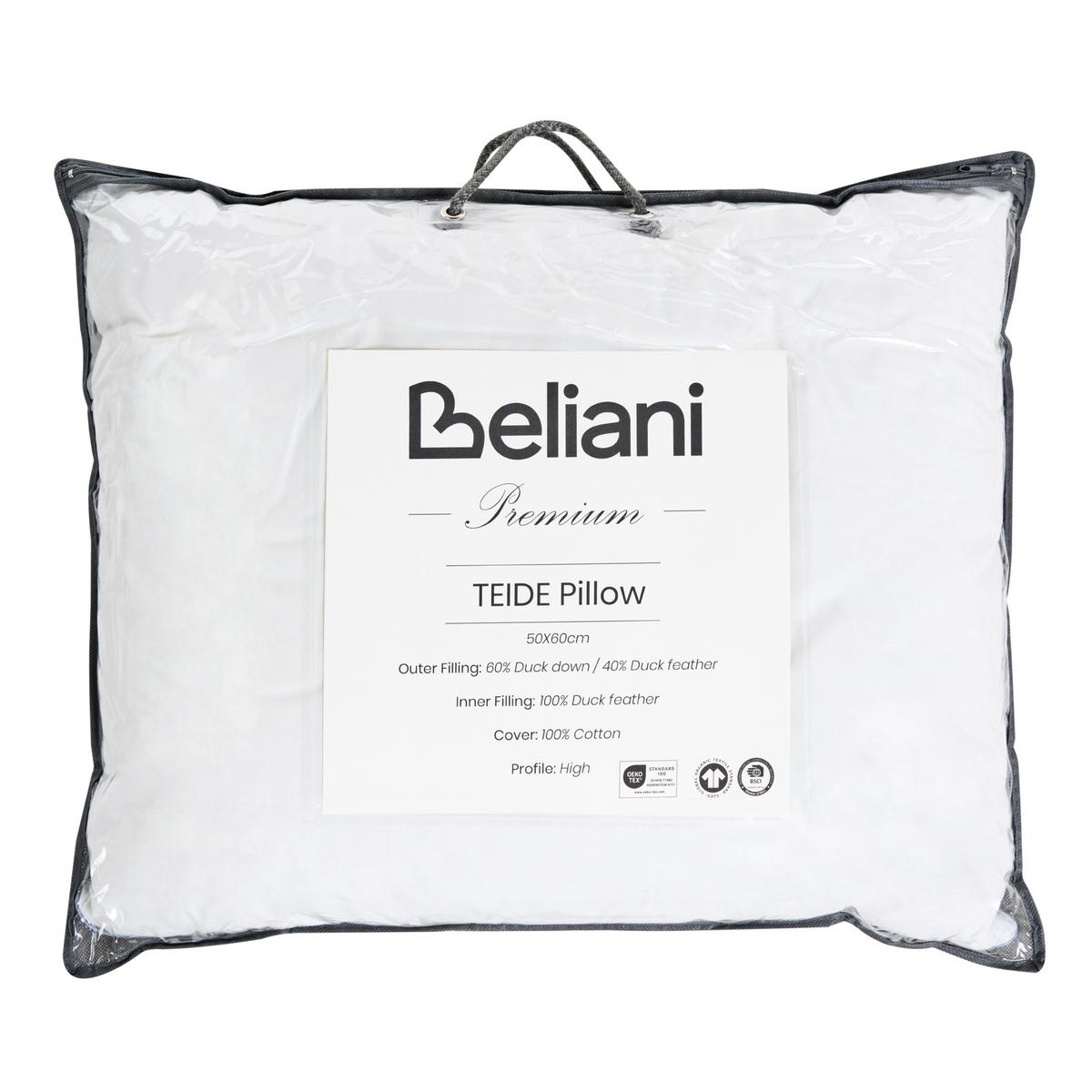 KOPFKISSEN Weiß Hoch 50/60 cm Teide - Weiß, Naturmaterialien (60/50cm) - Beliani