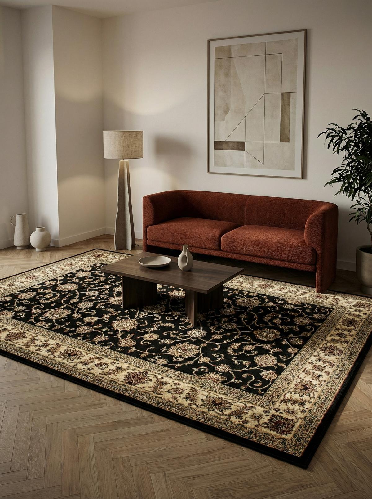 KURZFLORTEPPICH TANNHEIM, orientalisch, aus Polypropylen, Schwarz, 80 x 150 cm - Beige, Textil (150/80cm) - KADIMA DESIGN