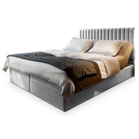 BOXBETT MURLO 200x200 cm mit Matratze und Topper, H2+H3 - Hellgrau - Hellgrau, Holz (200/200cm) - MASSENO