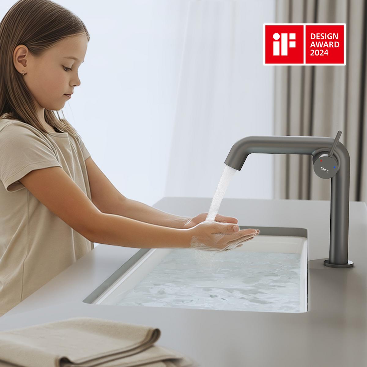 WASCHTISCHARMATUR Ventilkernzertifizierung Anthrazit Matt 15cm - Anthrazit, Metall (20/7.6/22.2cm) - EMKE