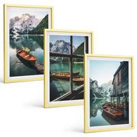 BILDER SET 3er Set - 40x60 cm Goldrahmen - Bootshaus am Bergsee - Goldfarben, Kunststoff (40/60cm) - TULUP