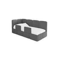 EINZELLBETT Jugendbett mit Bettkasten und Matratze H3/H4, Rechts - KIVY 80x200 Dunkelgrau - Schieferfarben, Holzwerkstoff/Textil (80/200cm) - ALTDECOR