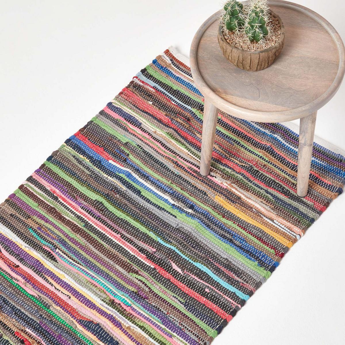 FLICKENTEPPICH-LÄUFER bunt gestreift 66/200 cm - Multicolor, Textil (66/200cm) - Homescapes