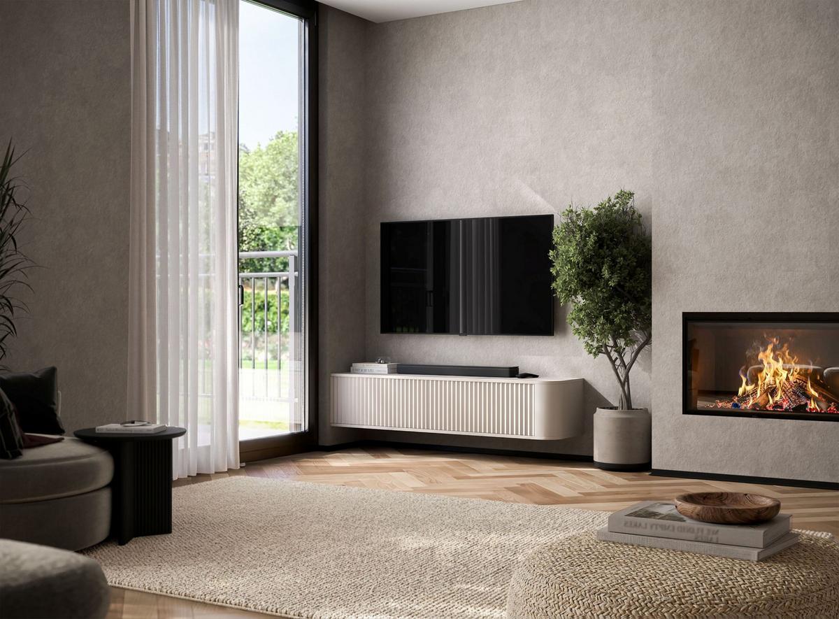 TV-LOWBOARD Aurora Kaschmir matt 140 cm - Kaschmir, Holzwerkstoff (140/30/35cm) - Meble Lindner