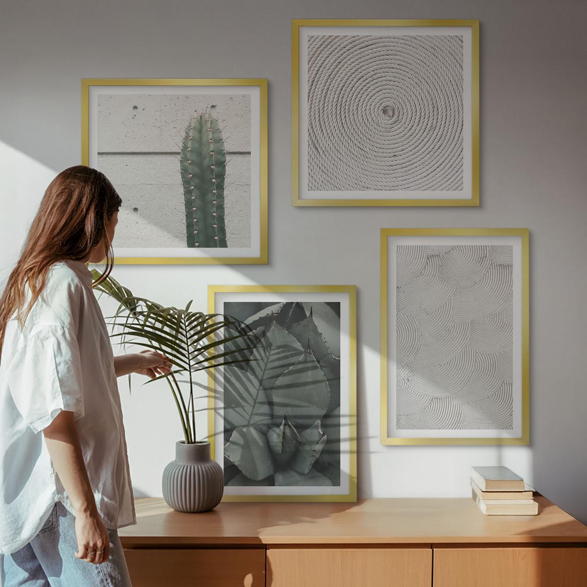 BILDER SET 4er Set - 50x50 cm & 40x60 cm Goldrahmen - Sommerliche Texturen aus den Tropen - Goldfarben, Kunststoff (50/50cm) - TULUP