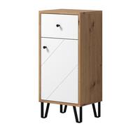 BADKOMMODE weiß matt Lack, Artisan Eiche, Badschrank 36 x 79 cm - Schwarz/Weiß, Holzwerkstoff/Kunststoff (36/79/29cm) - Top.Furn