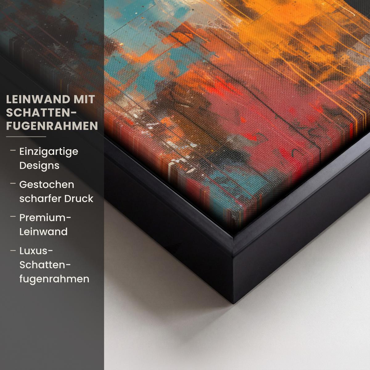 LEINWAND Bilder mit Rahmen - Straßenkunst - Liebe - Graffiti - Kunst - Banksy - 40x30 - Orange, Textil (40/30cm) - MuchoWow