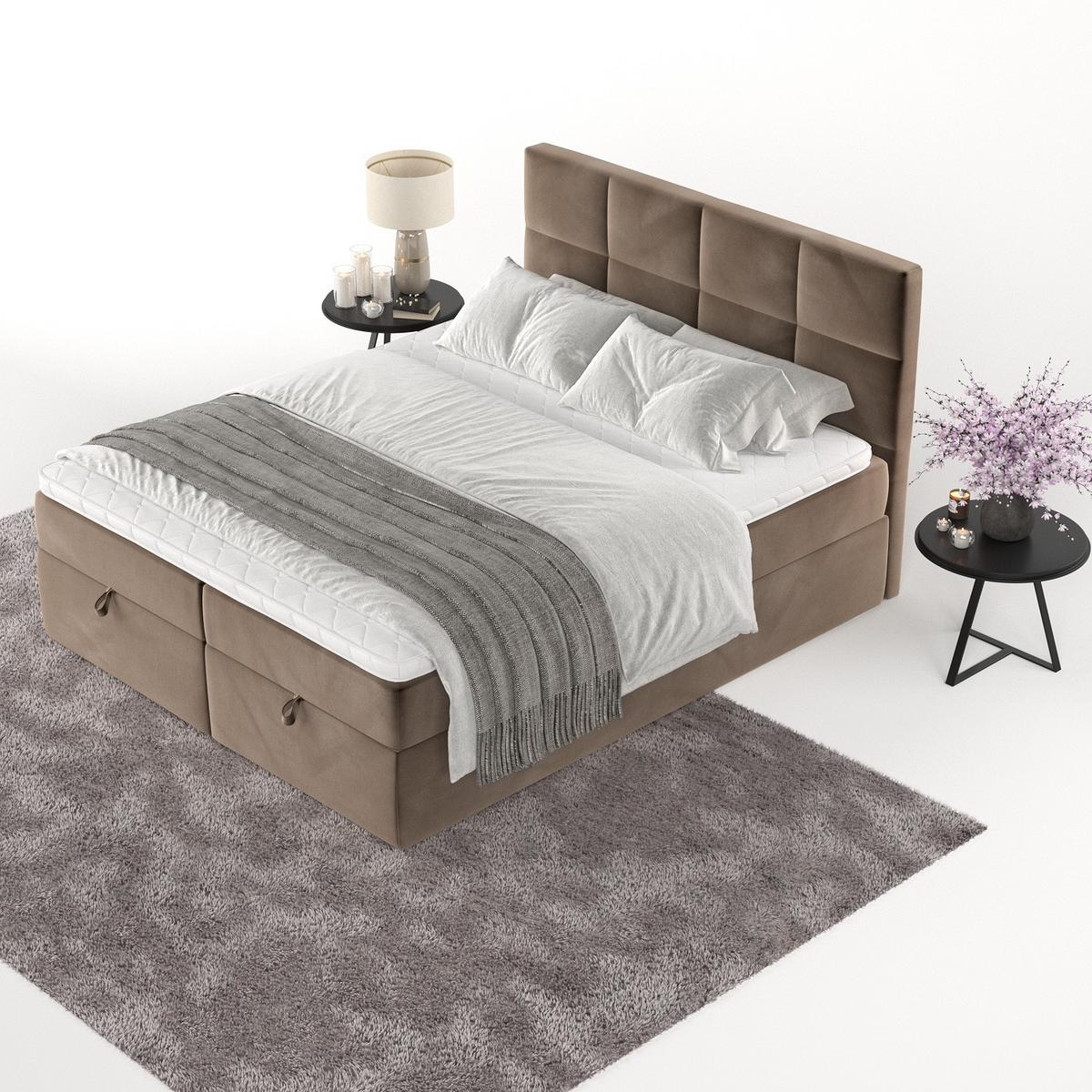 BOXBETT Velto 160/200 cm Braun im Paros Stoff - Schwarz/Braun, Holz/Holzwerkstoff (160/200cm) - AltaBeds