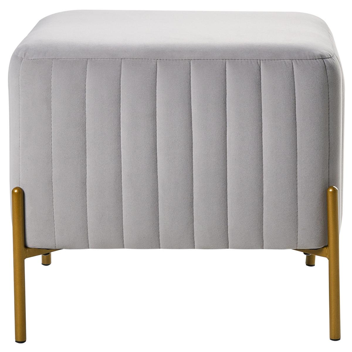 HOCKER Samtstoff Grau Utah - Grau, Textil (47/43/47cm) - Beliani