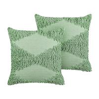 DEKOKISSEN 2er-Set Hellgrün 45/45 cm Rhoeo - Hellgrün, Naturmaterialien/Textil (45/45cm) - Beliani