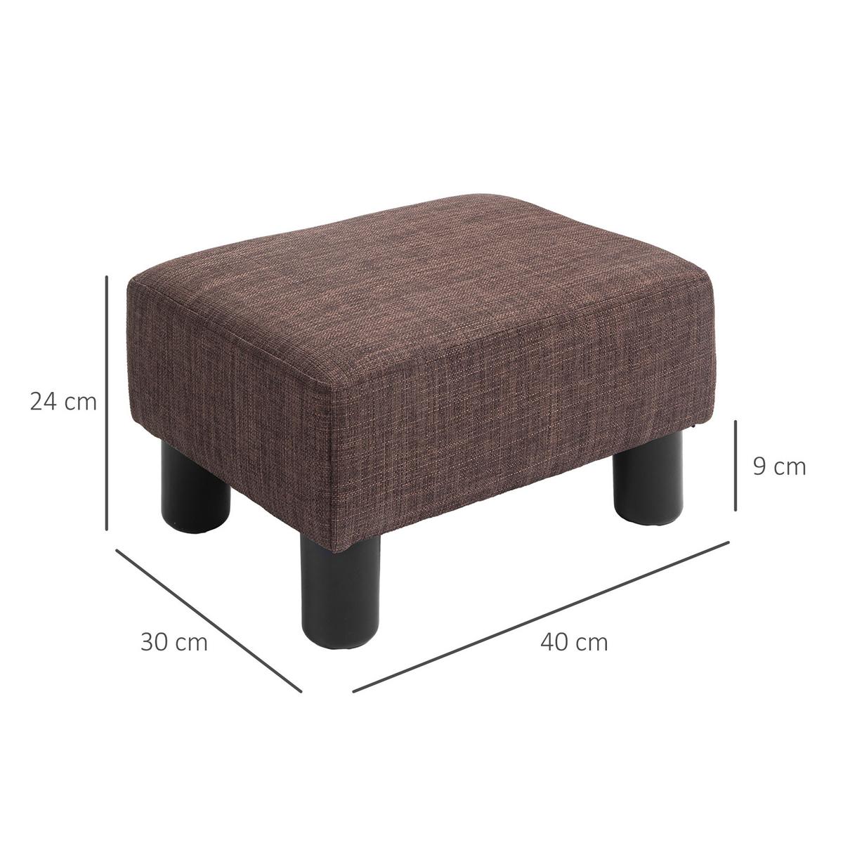FUSSHOCKER, Sitzhocker, Rechteckiger Ottoman, Fußstütze aus Leinen, Braun - Braun, Textil (30/24/40cm) - HOMCOM