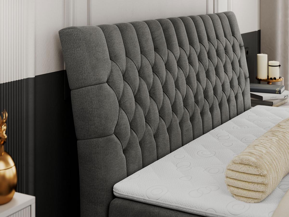 BOXBETT MILEN 120/200 Dunkelgrau Velvet - H3 - Dunkelgrau, Holz/Textil (120/200cm) - MKS