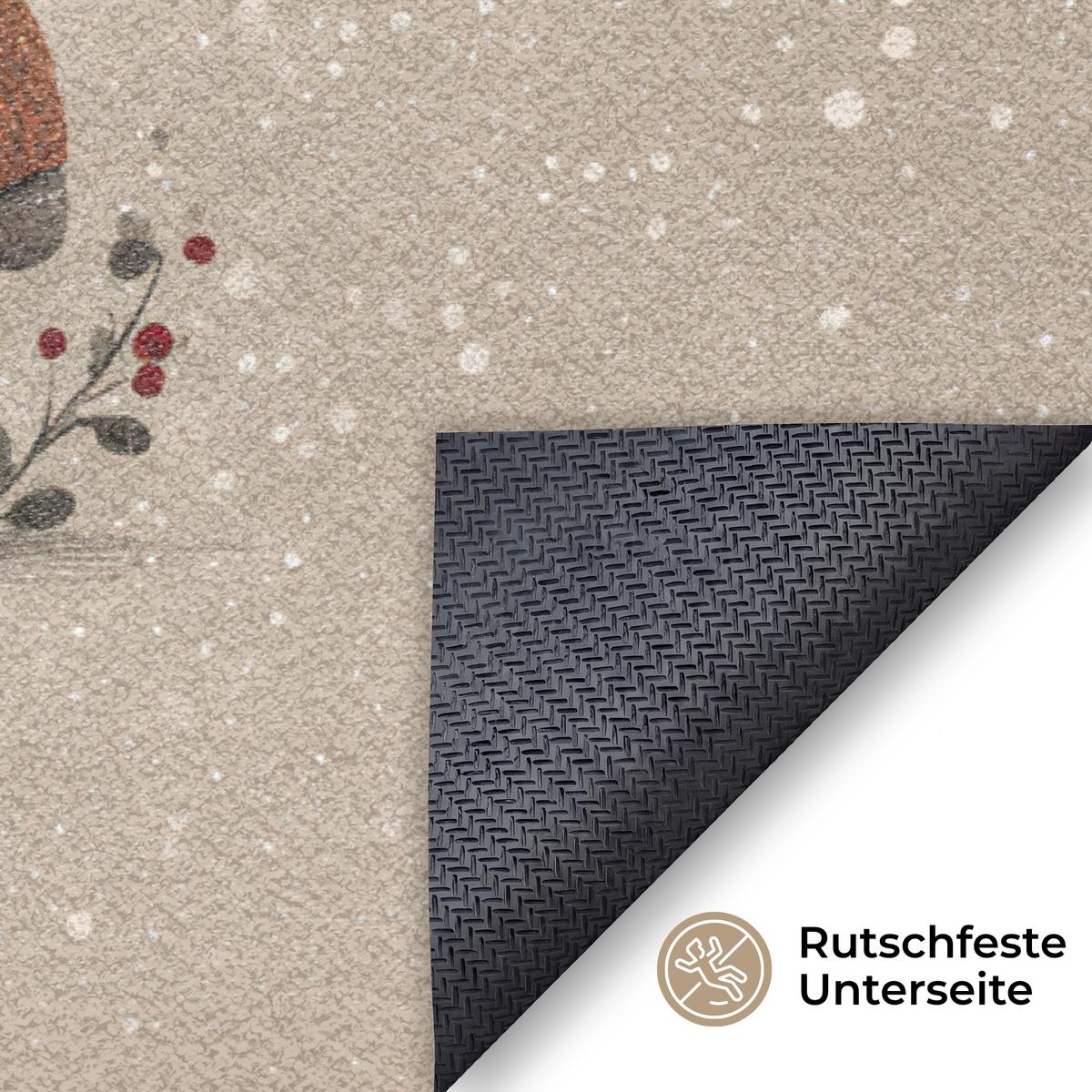 FUSSMATTE Wichtel - Weihnachten - Schnee - Zipfelmützen Türmatte 120x80 cm - Beige, Kunststoff (120/0.4cm) - MuchoWow