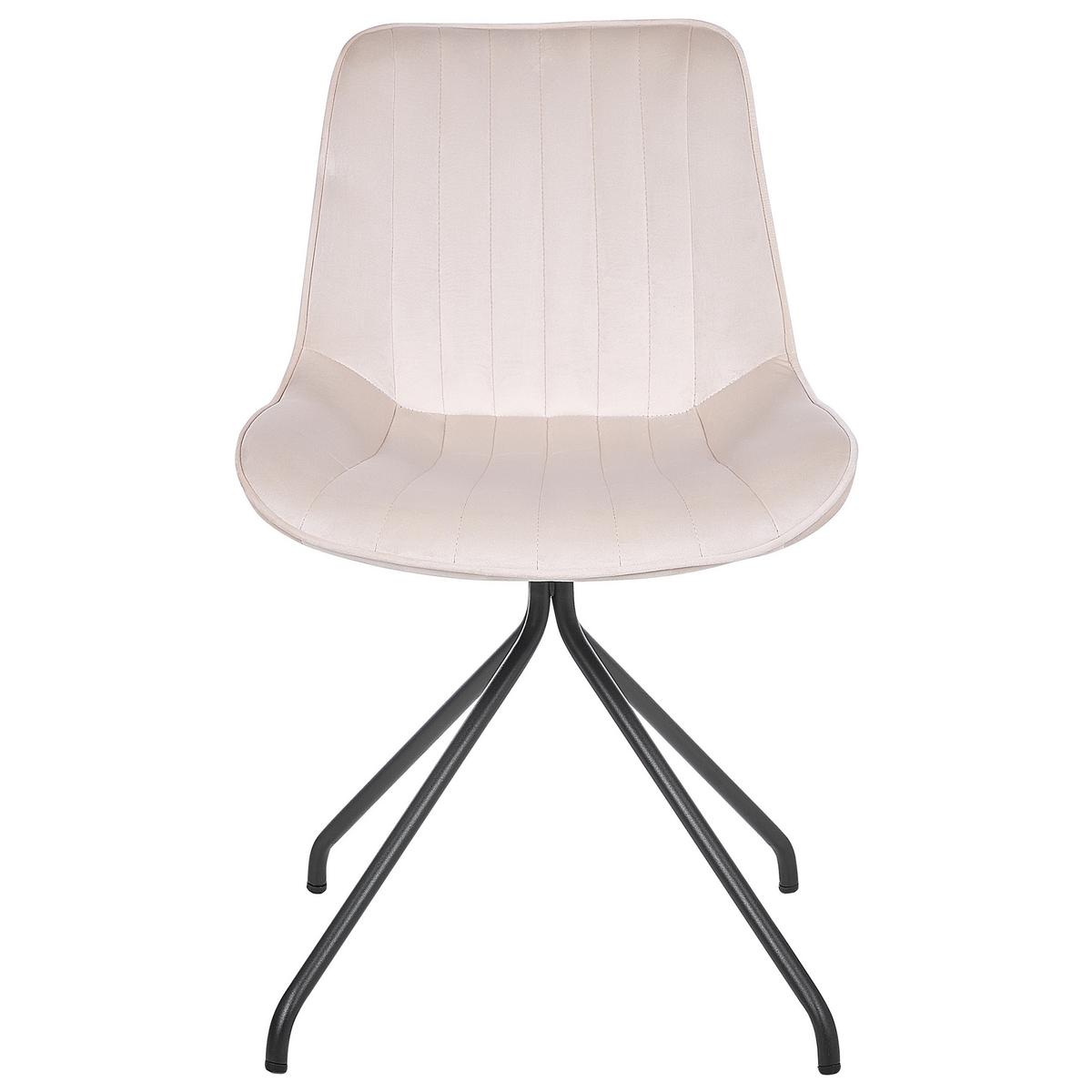 ESSZIMMERSTUHL 2er-Set Samtstoff Beige Navasota - Beige, Textil/Metall (47/83/62cm) - Beliani