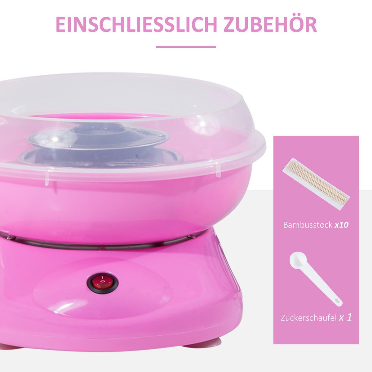 ZUCKERWATTEMASCHINE Edelstahl-und-PP Rosa - Rosa, Kunststoff (26/18/27cm) - HOMCOM