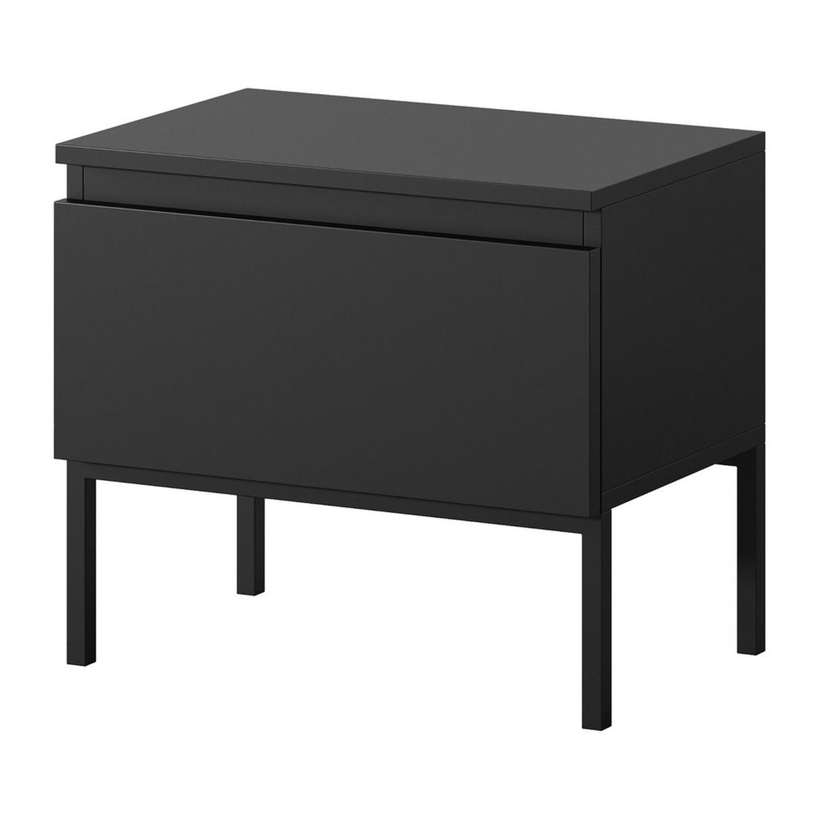 NACHTSCHRANK Bemmi Schwarz mit schwarzen Beinen - Schwarz, Holzwerkstoff/Metall (49/43/32cm) - Selsey