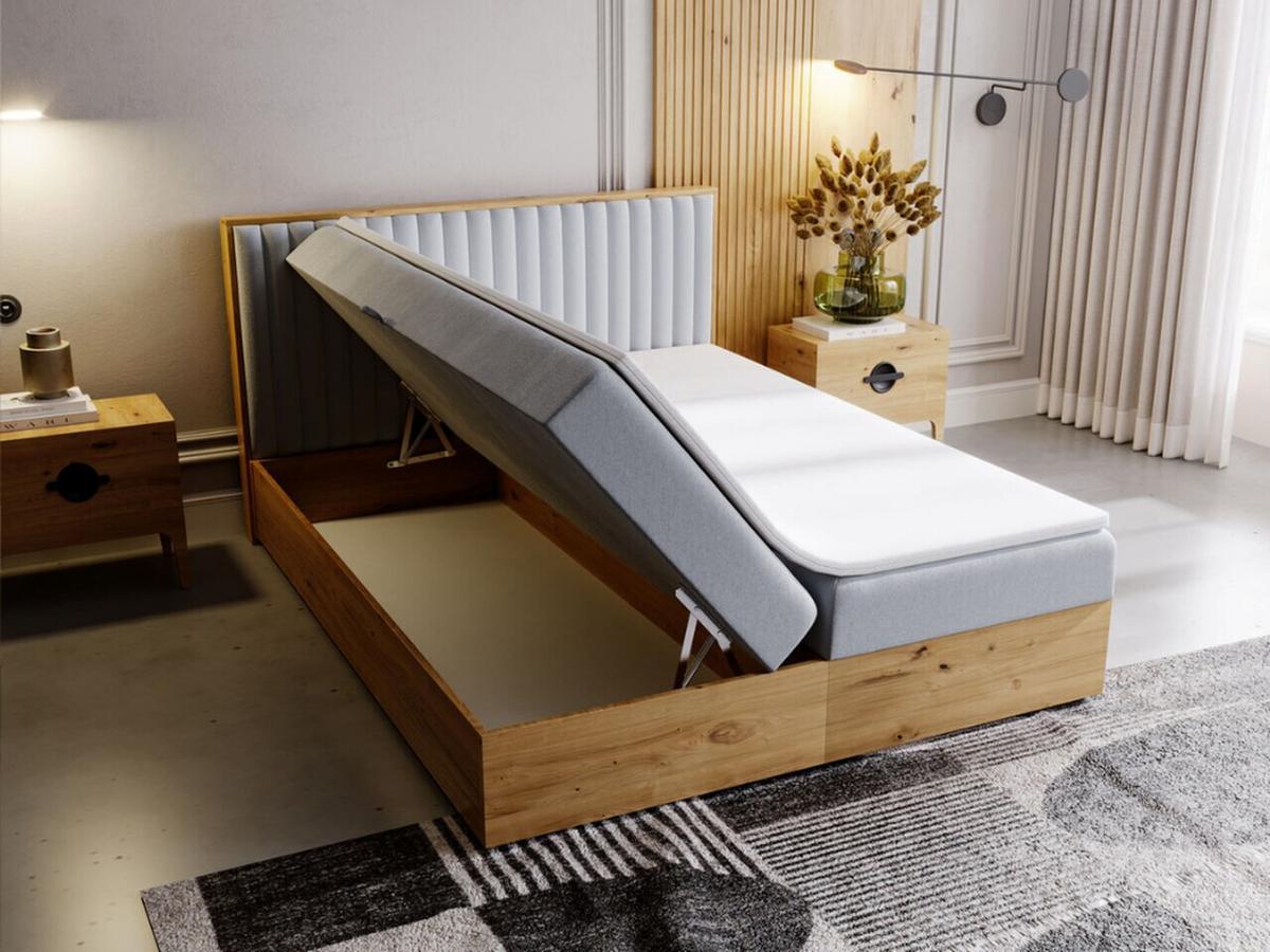 BOXBETT Forest 140x200 Hellgrau - Hellgrau, Holz/Textil (140/200cm) - Graingold