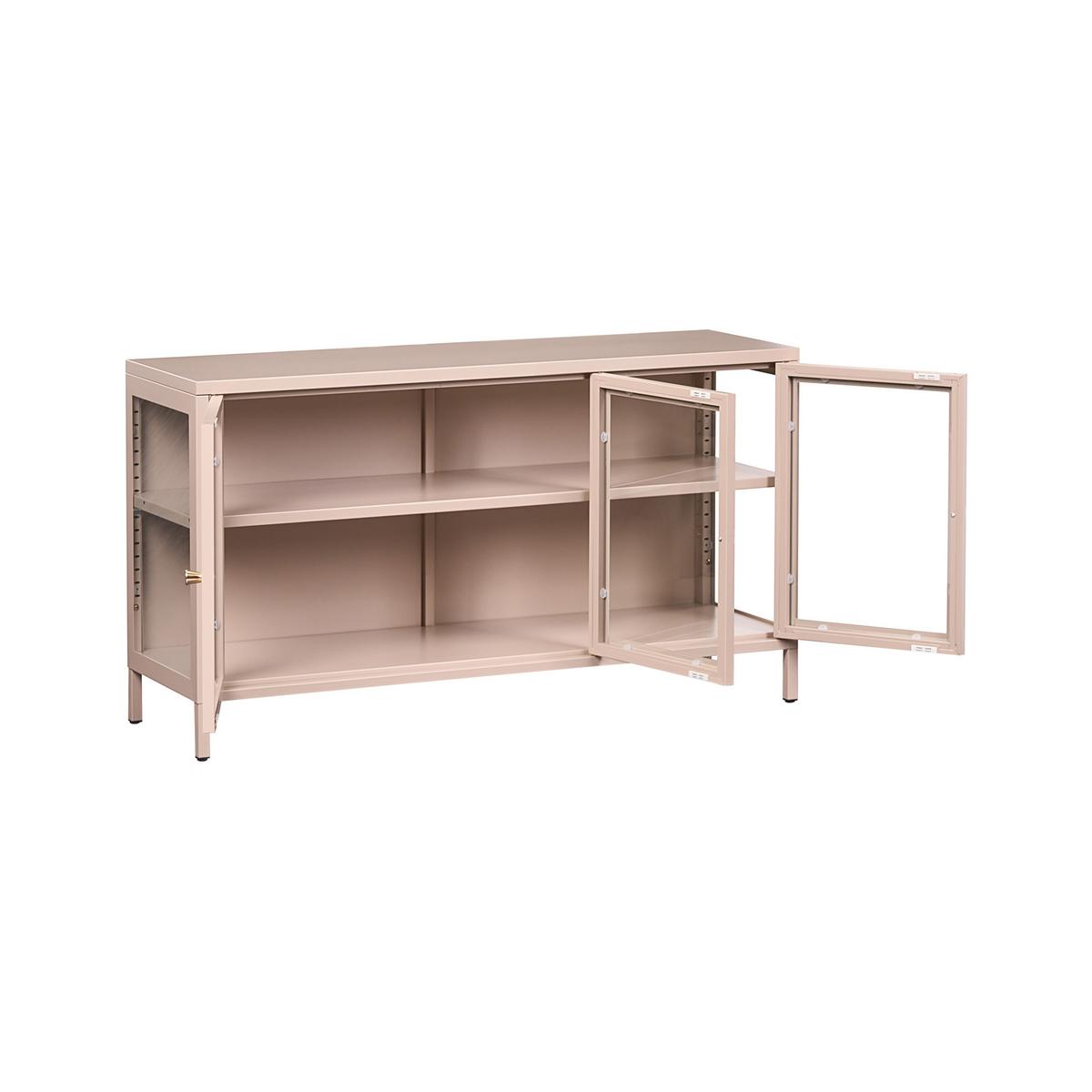SIDEBOARD mit Glastüren Metall 115 cm Beige Newport - Beige/Goldfarben, Metall (115/64/35cm) - Beliani