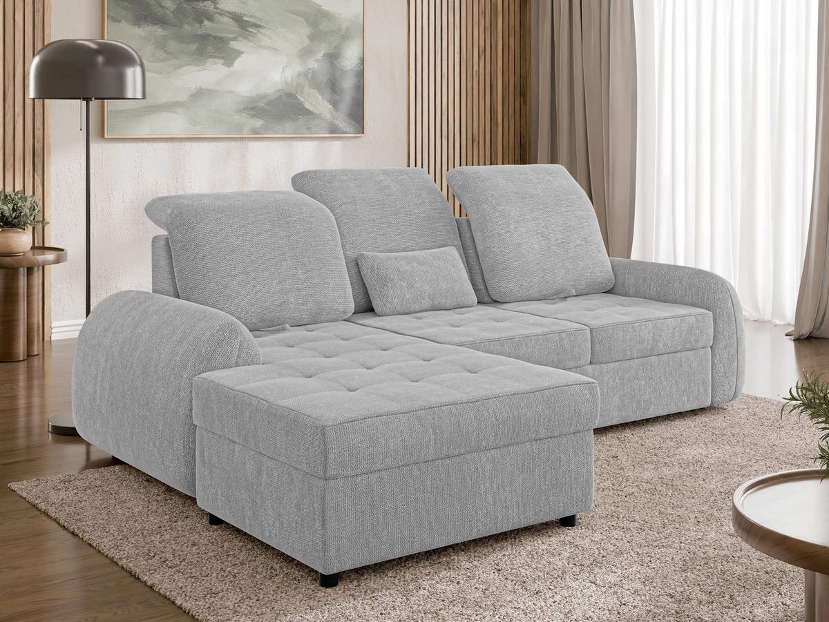 ECKSCHLAFSOFA Soreno, Seite: Links - Hellgrau/Schwarz, Holz/Kunststoff (255/176cm) - MIRJAN24