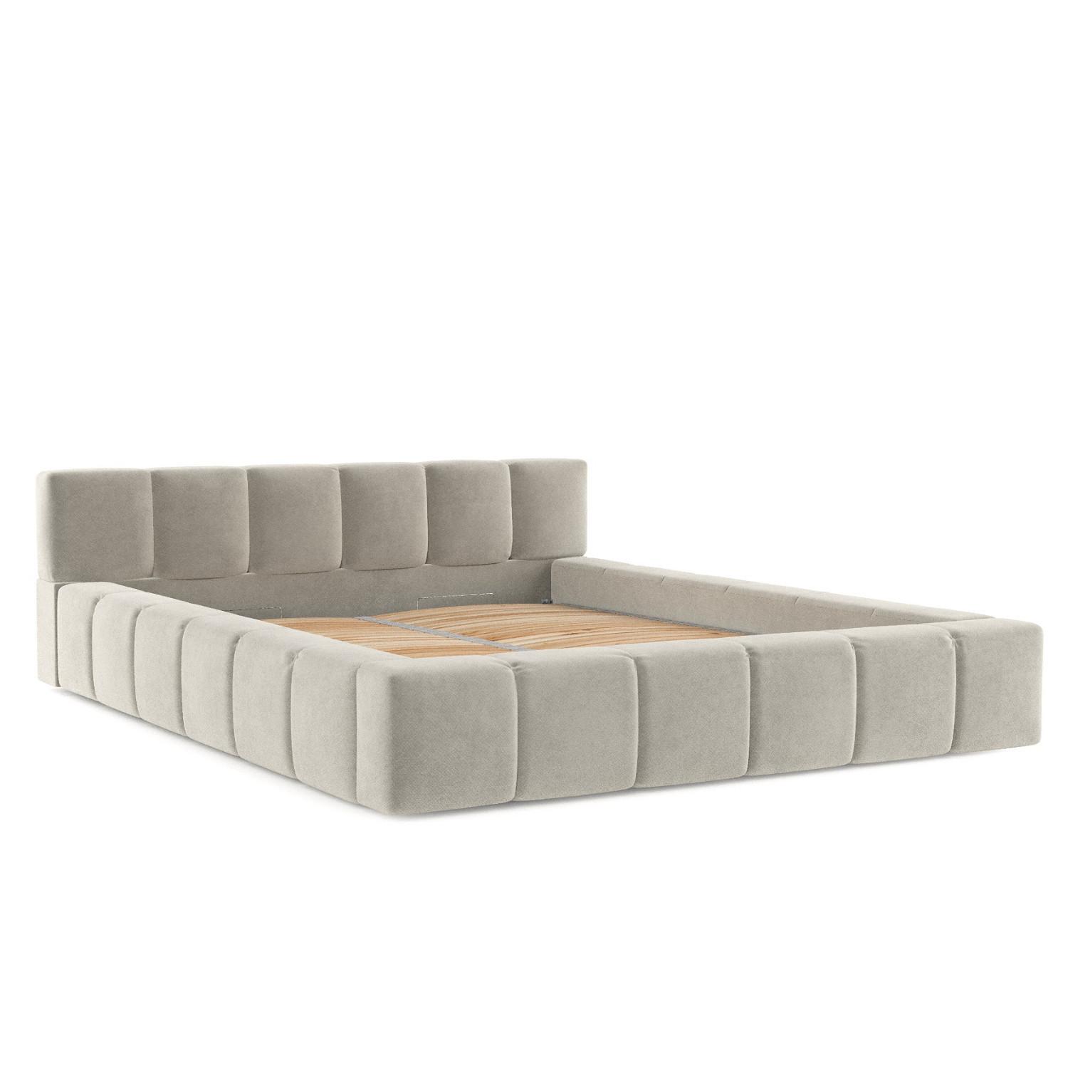 POLSTERBETT Milos mit Stauraum 180/200 cm Hellbeige im Terra NW Stoff - Beige/Schwarz, Holz/Holzwerkstoff (180/200cm) - AltaBeds