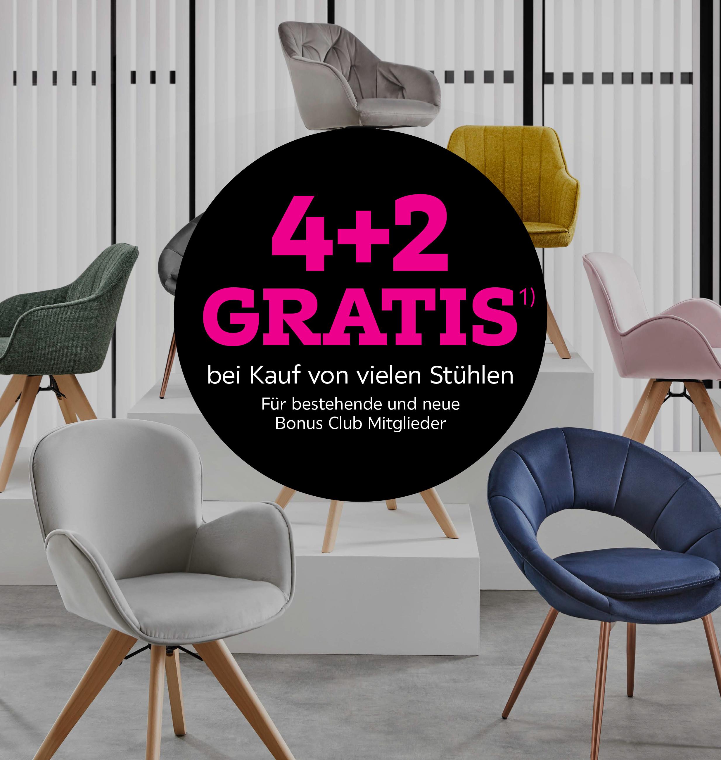 4+2 Gratis bei Kauf von vielen Stühlen