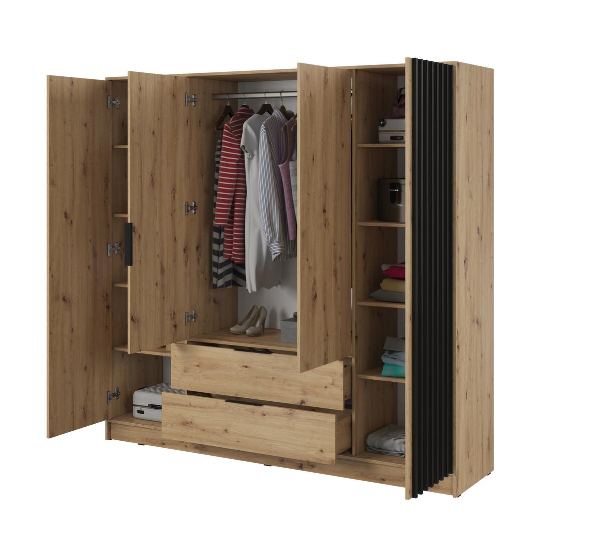 DREHTÜRENSCHRANK NELIANA 206/200/51 cm 4-türig Eiche Artisan - Eiche Artisan, Holzwerkstoff (206/200/51cm) - MASSENO