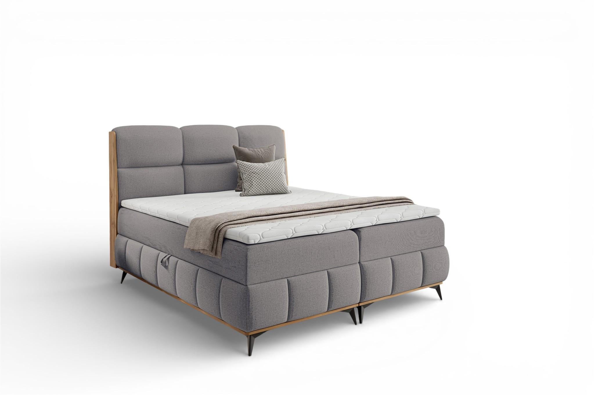 BOXBETT Charlie - Grau, Holzwerkstoff/Textil (200/200cm) - Fun Möbel